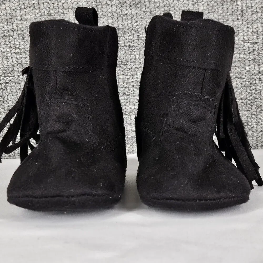 RISING STAR BABY GRAY HIGHTOP BOOTS WITH FRING ON SIDES - SIZE 3-6 MONTHS